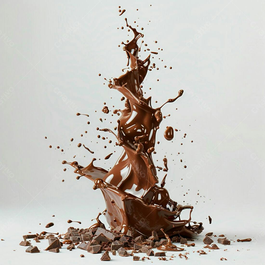 Chocolate derretido em explosão com pedaços