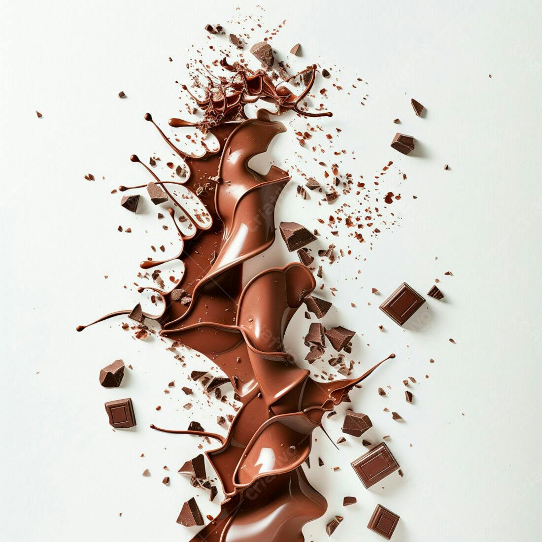 Chocolate derretido em respingos com pedaços