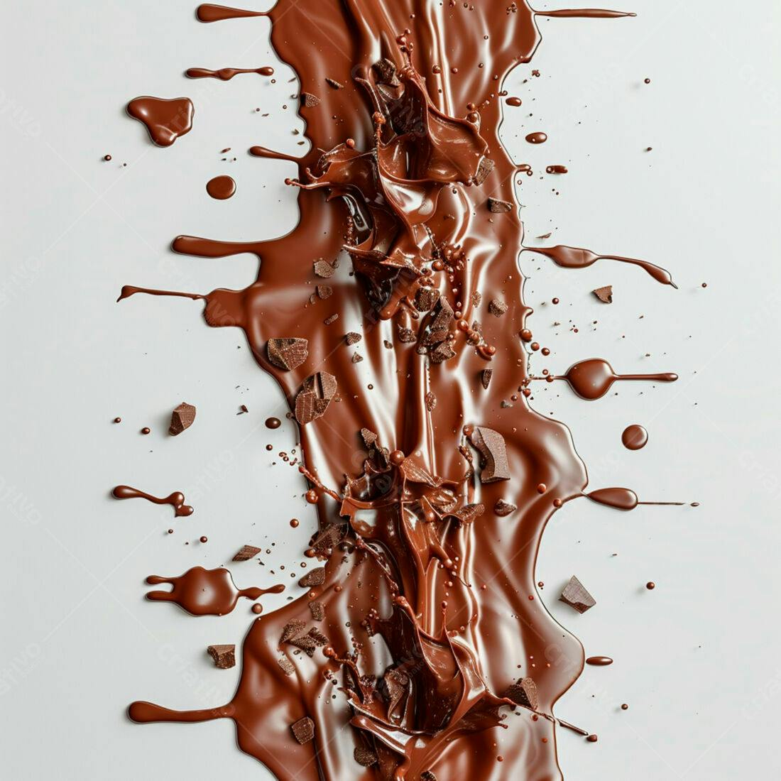 Chocolate derretido com pedaços em textura rica