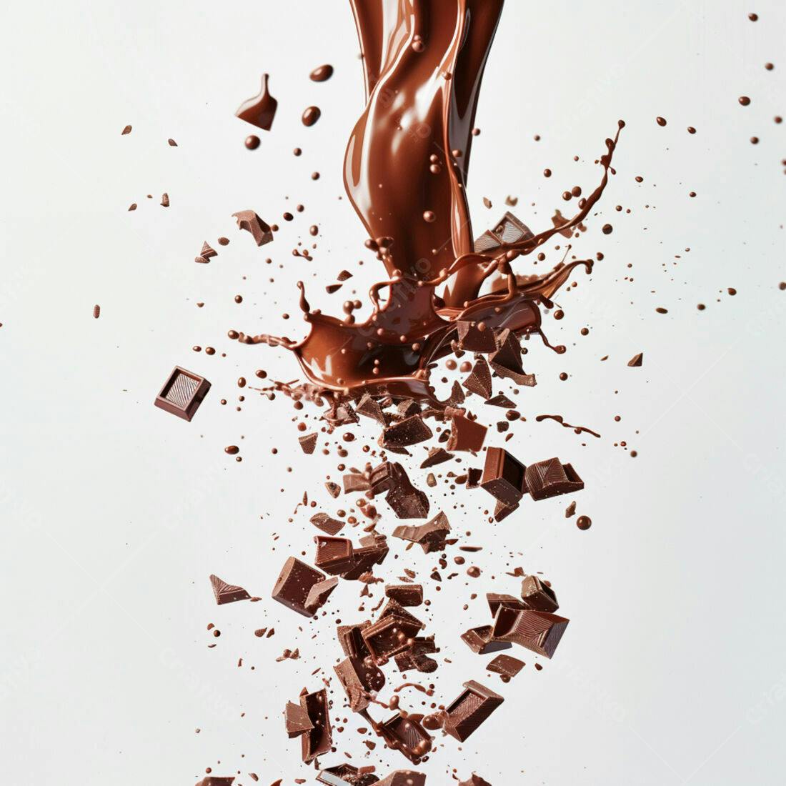 Chocolate derretendo em pedaços