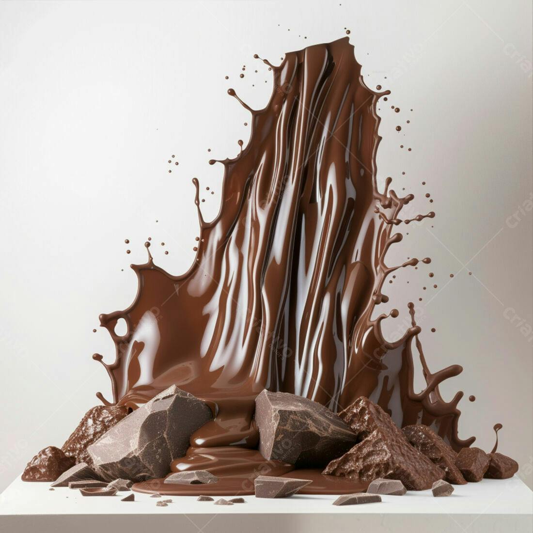 Chocolate derretendo com pedaços