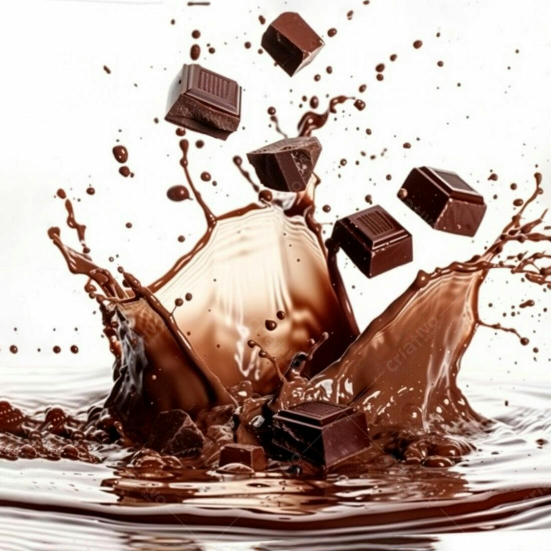 Chocolate derretendo em splash marrons