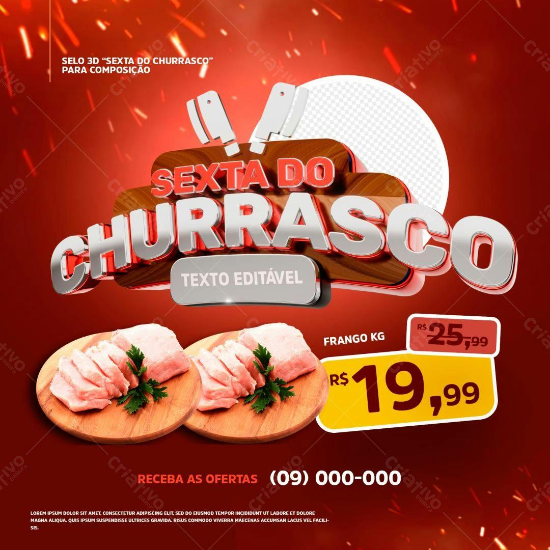 Flyer para Churrasco Sexta-feira PSD Editável