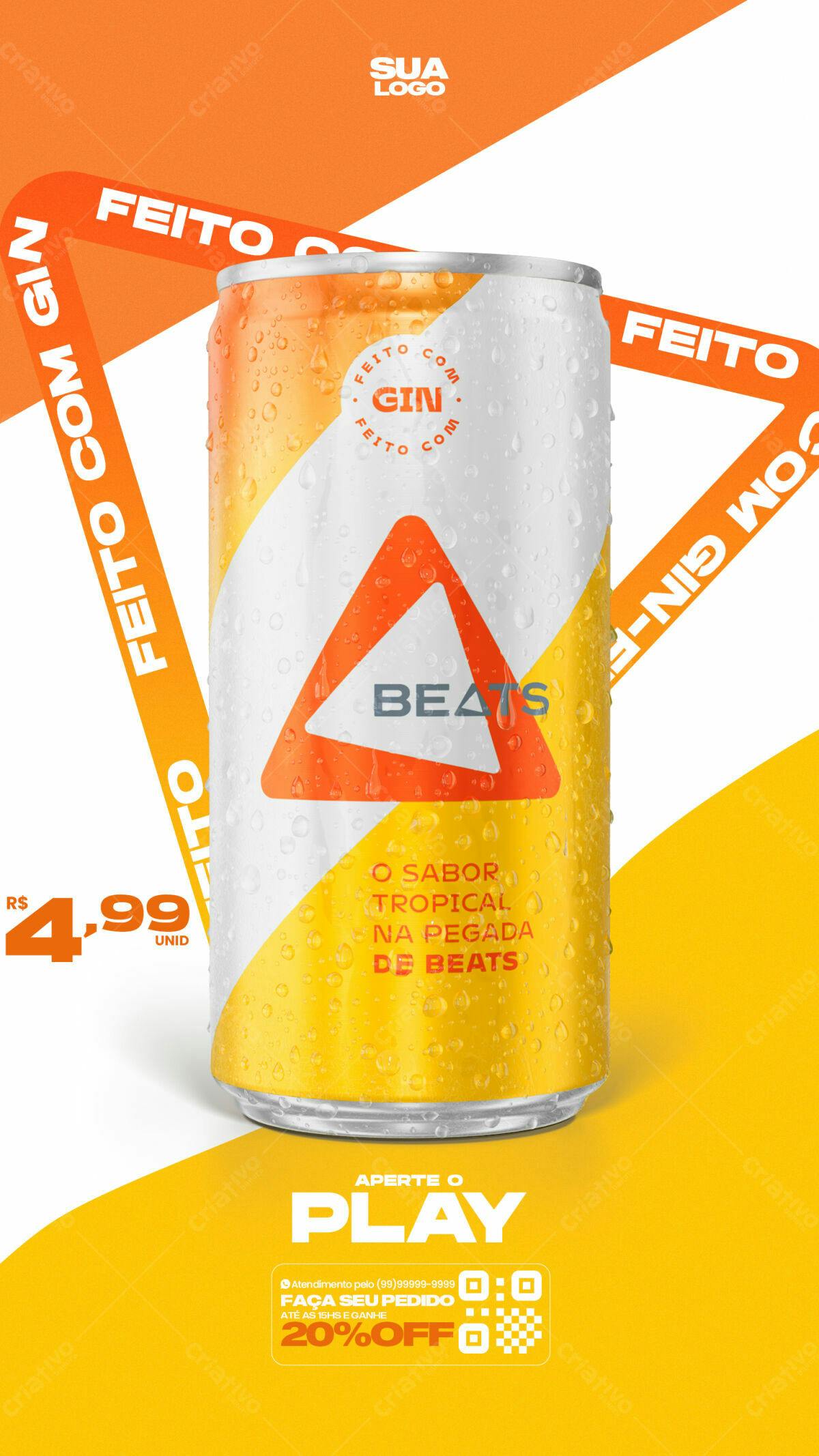 Embalagem para Bebida Beats PSD Editável