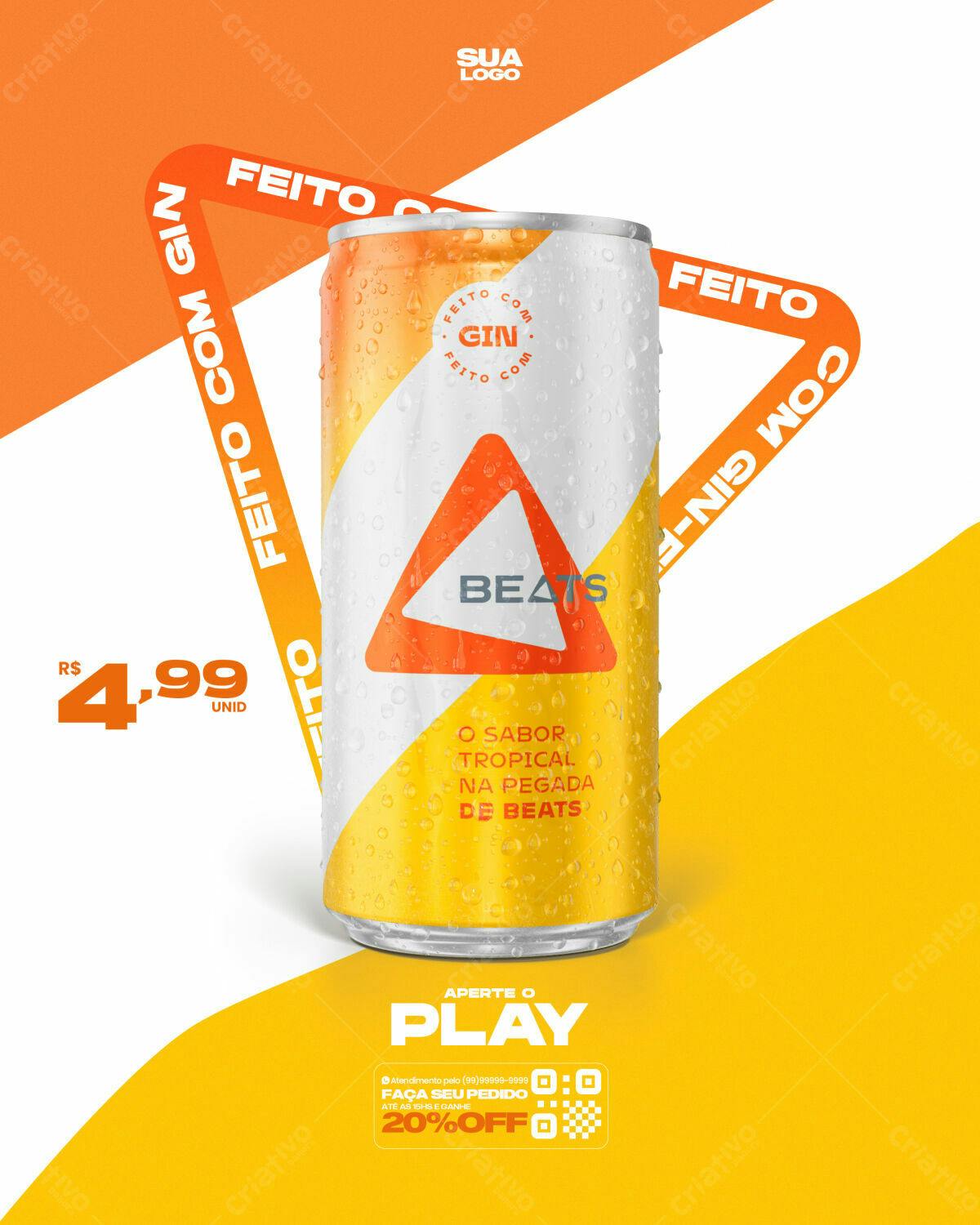 Embalagem para Bebida Beats PSD Editável
