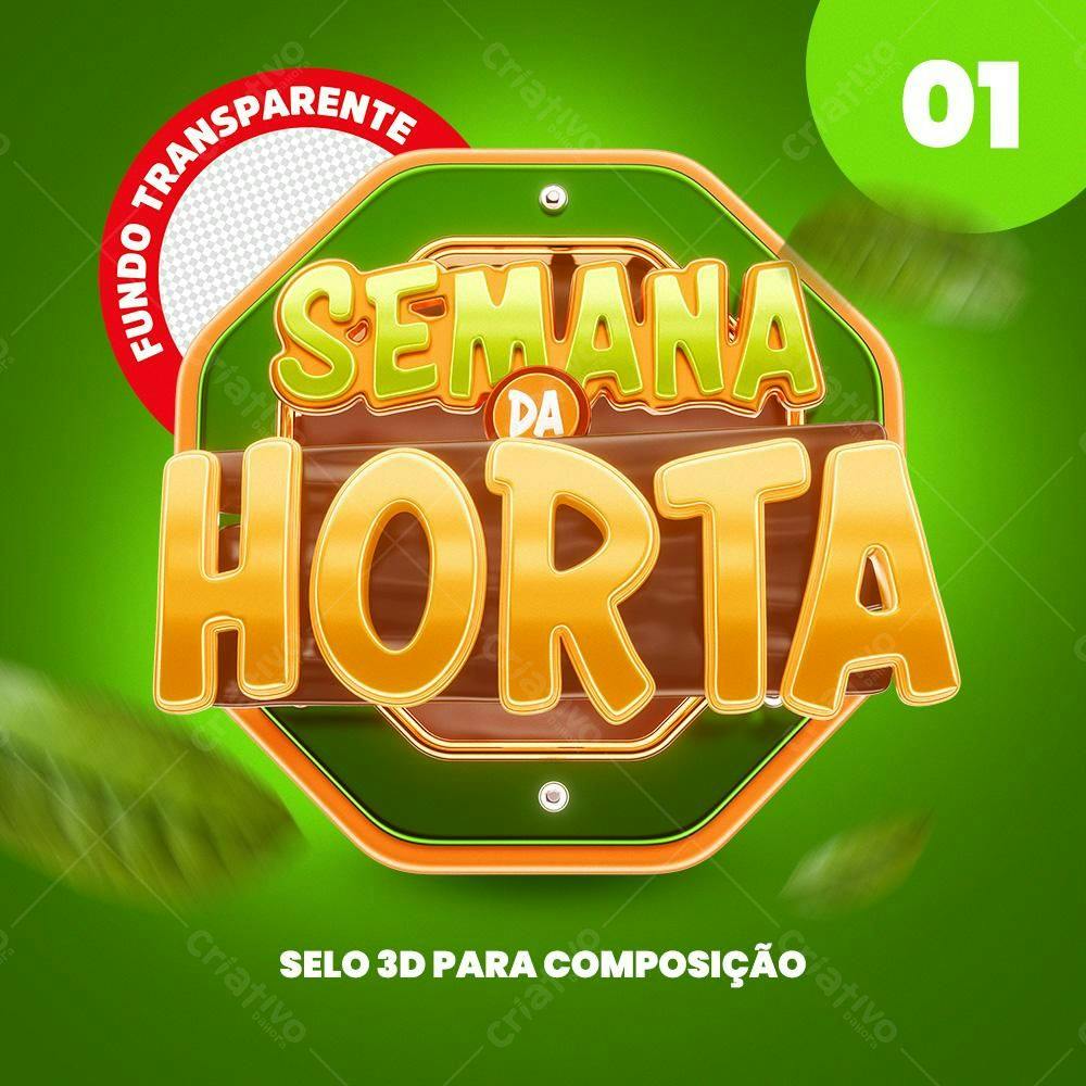 Selo 3D Semana da Horta PSD Editável