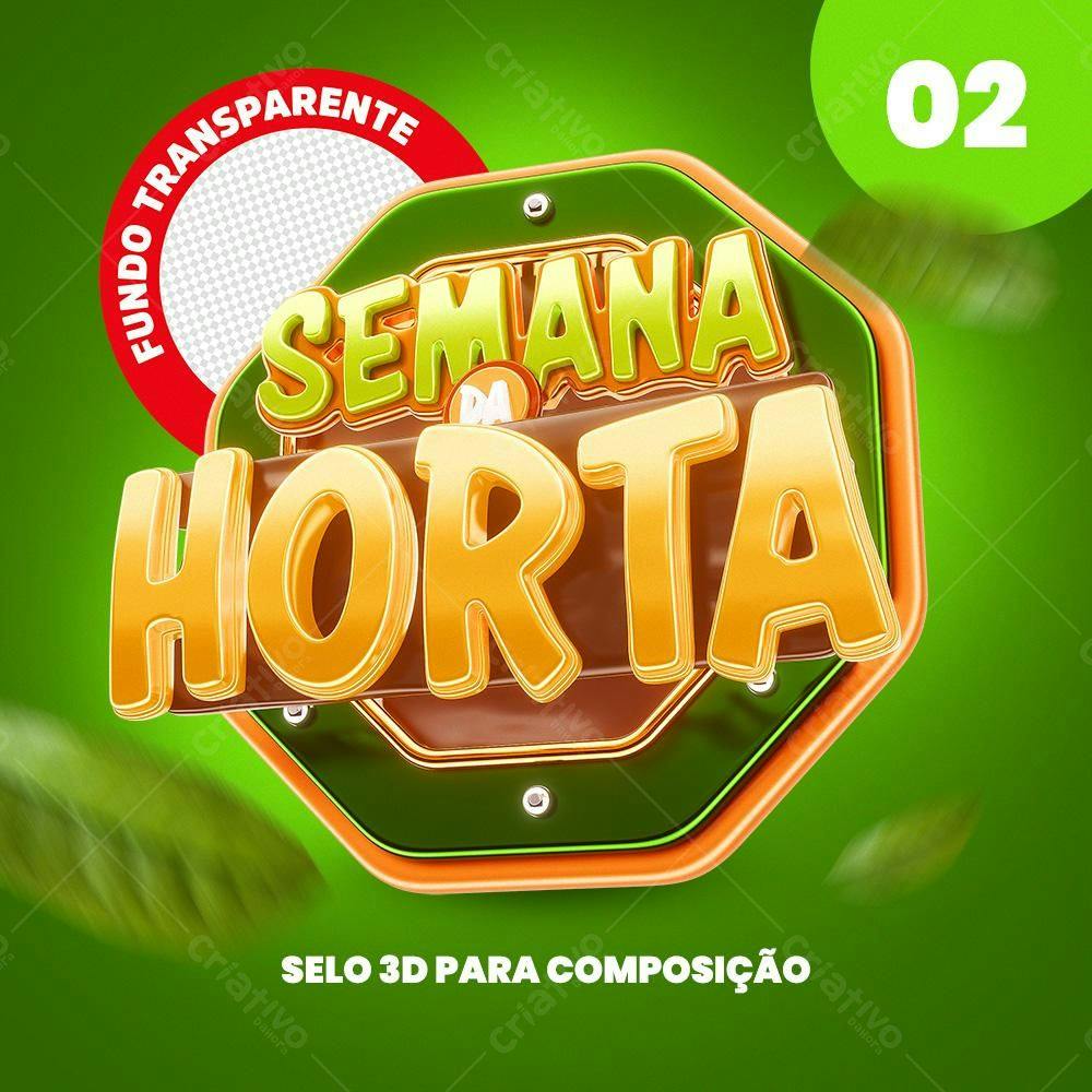 Selo 3D Semana na Horta PSD Editável