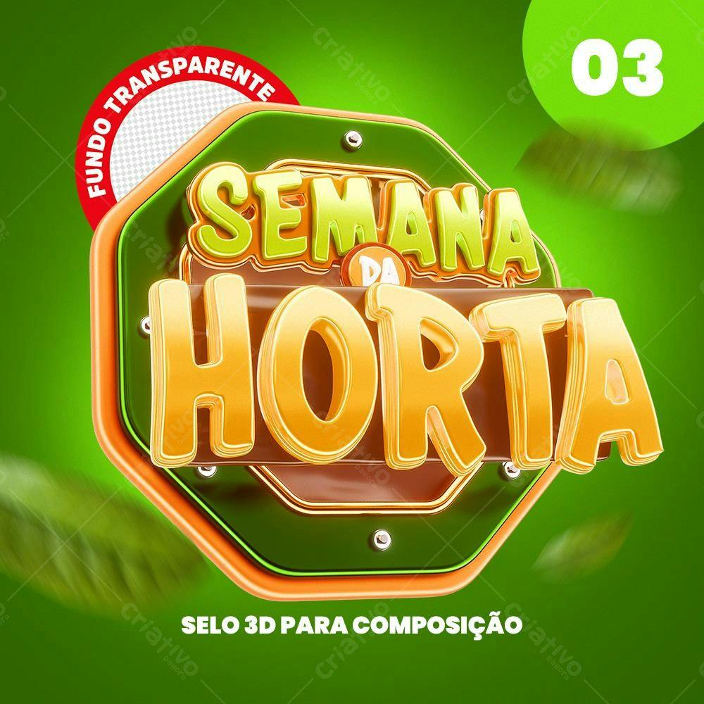 Selo 3D Semana da Horta PSD Editável
