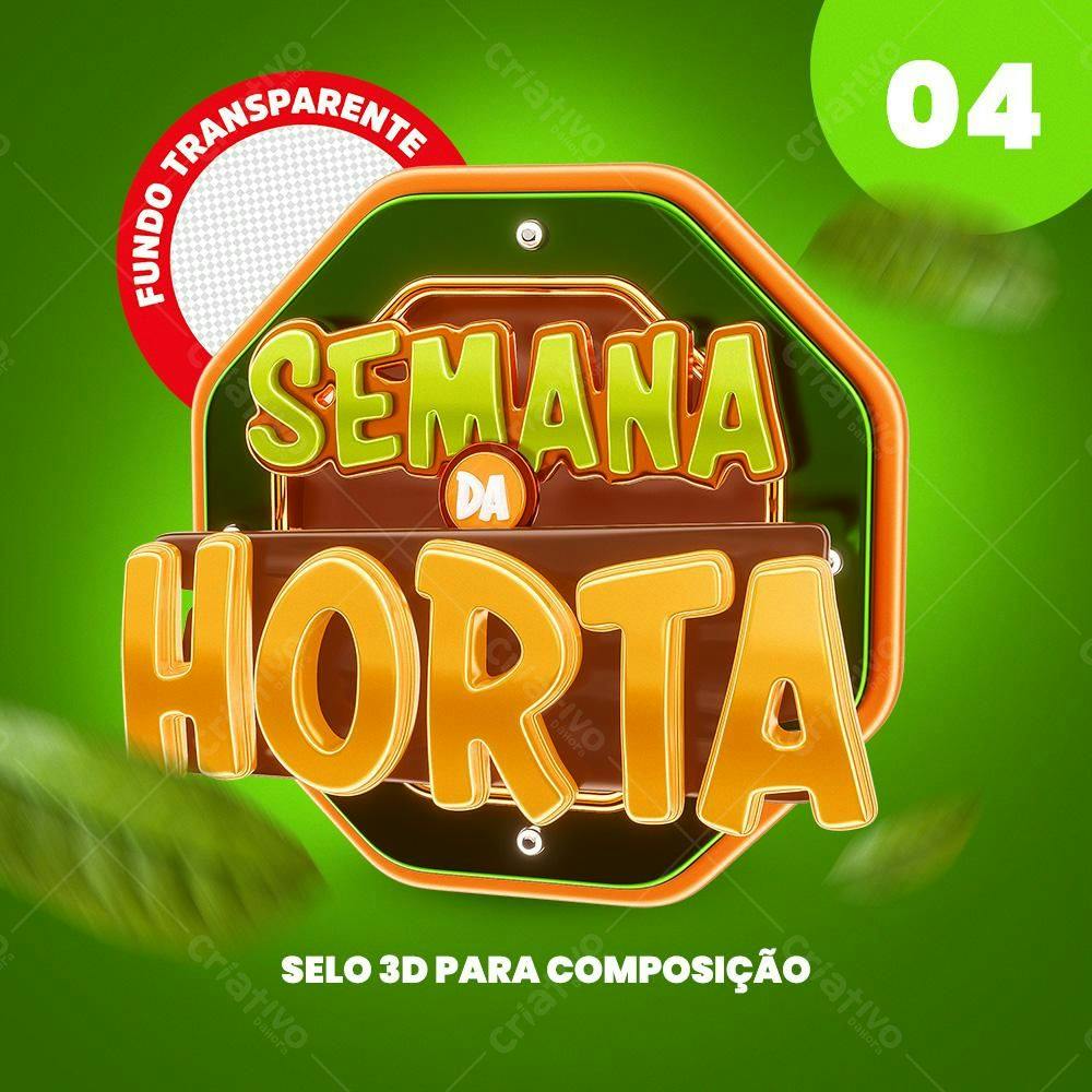 Selo 3D Semana da Horta PSD Editável