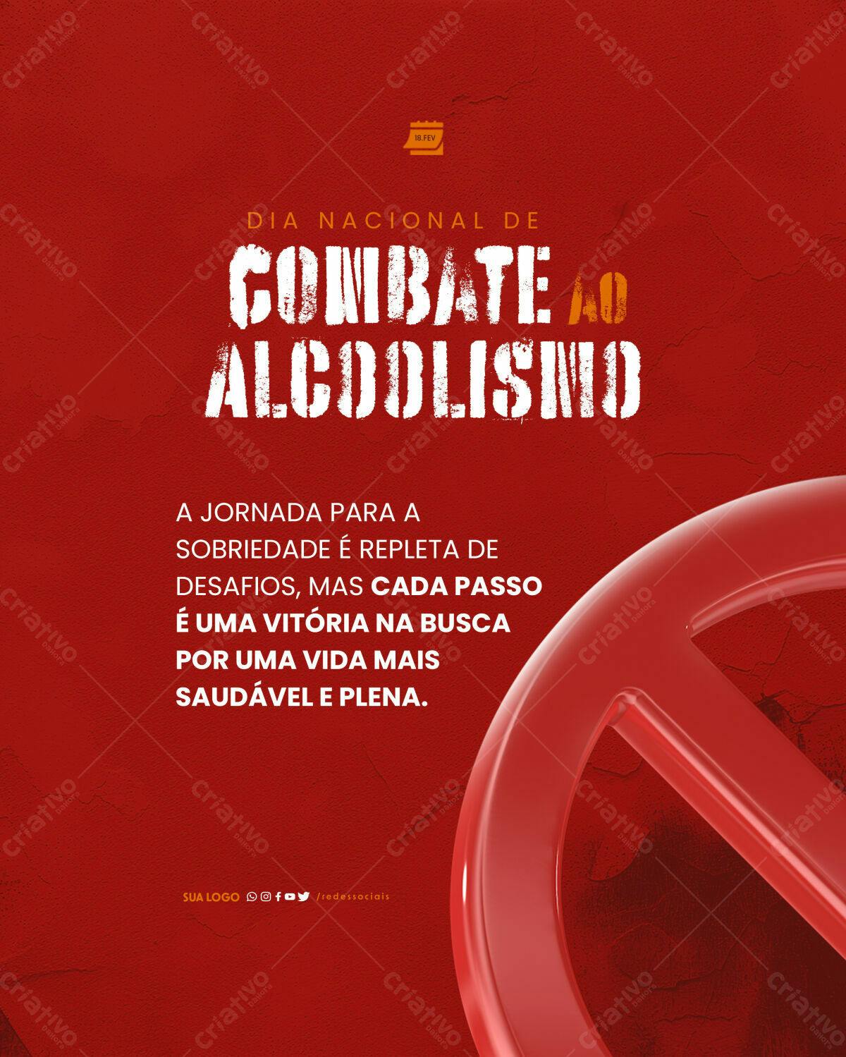 Flyer Dia Nacional de Combate ao Alcoolismo PSD Editável