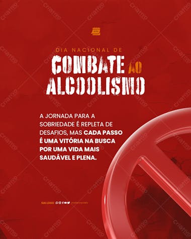 Social media dia nacional de combate ao alcoolismo cada passo é uma vitória