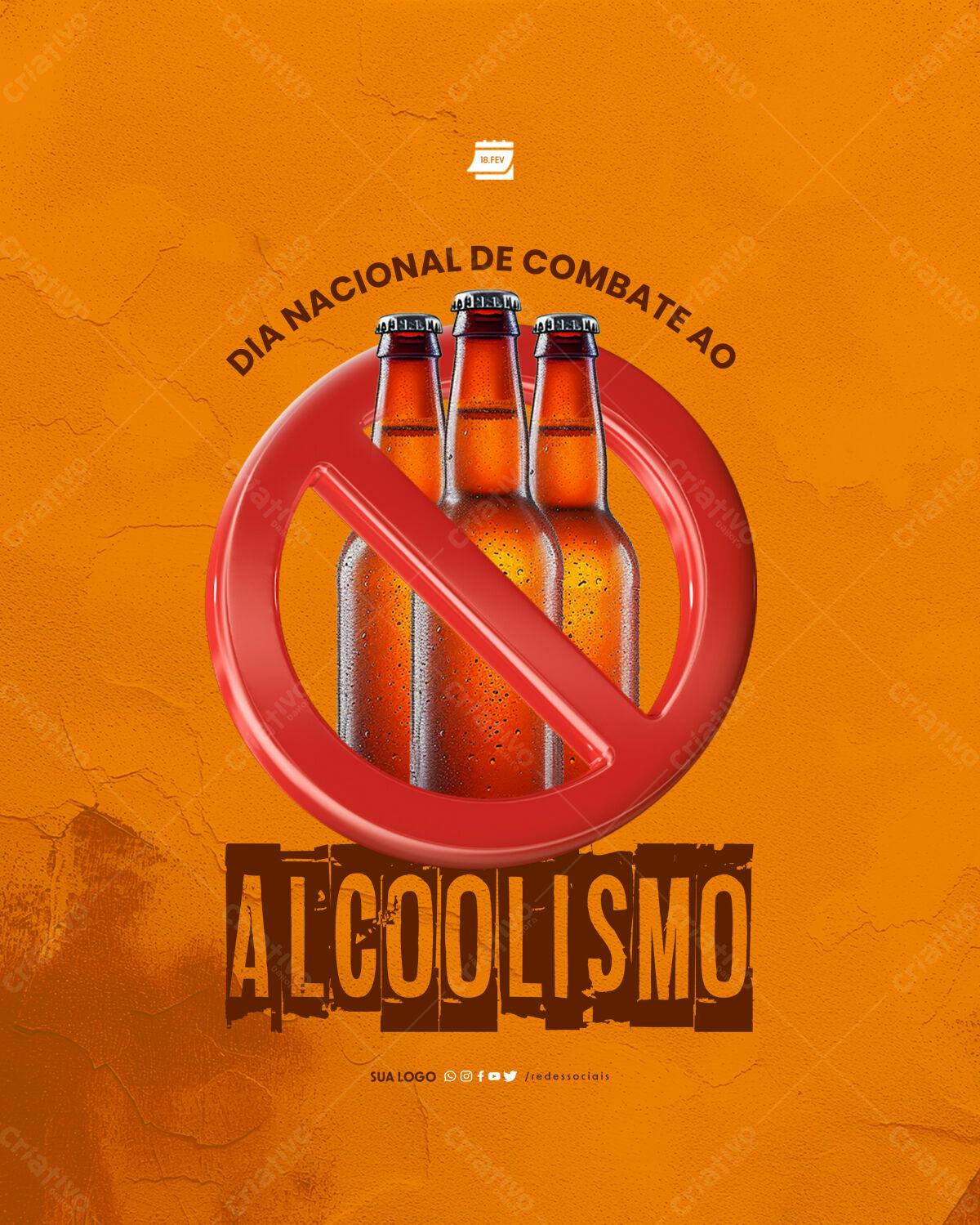 Flyer Dia Nacional de Combate ao Alcoolismo PSD Editável