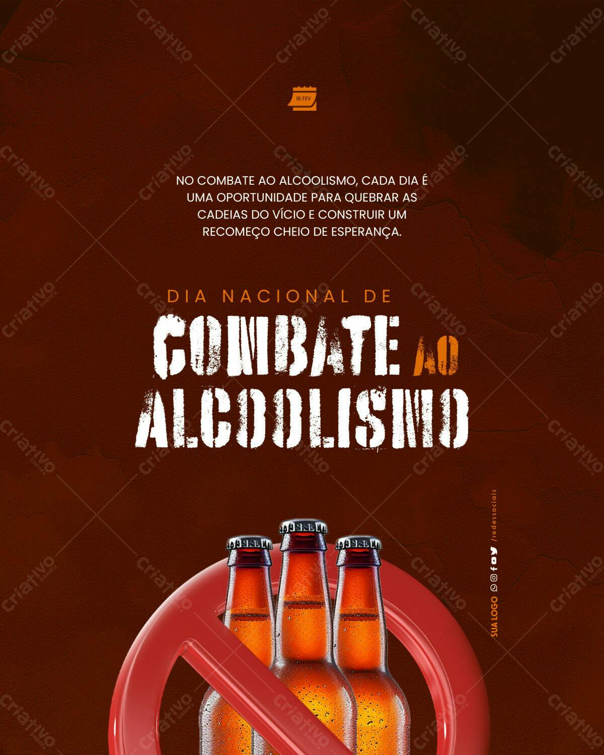 Flyer Dia Nacional de Combate ao Alcoolismo PSD Editável