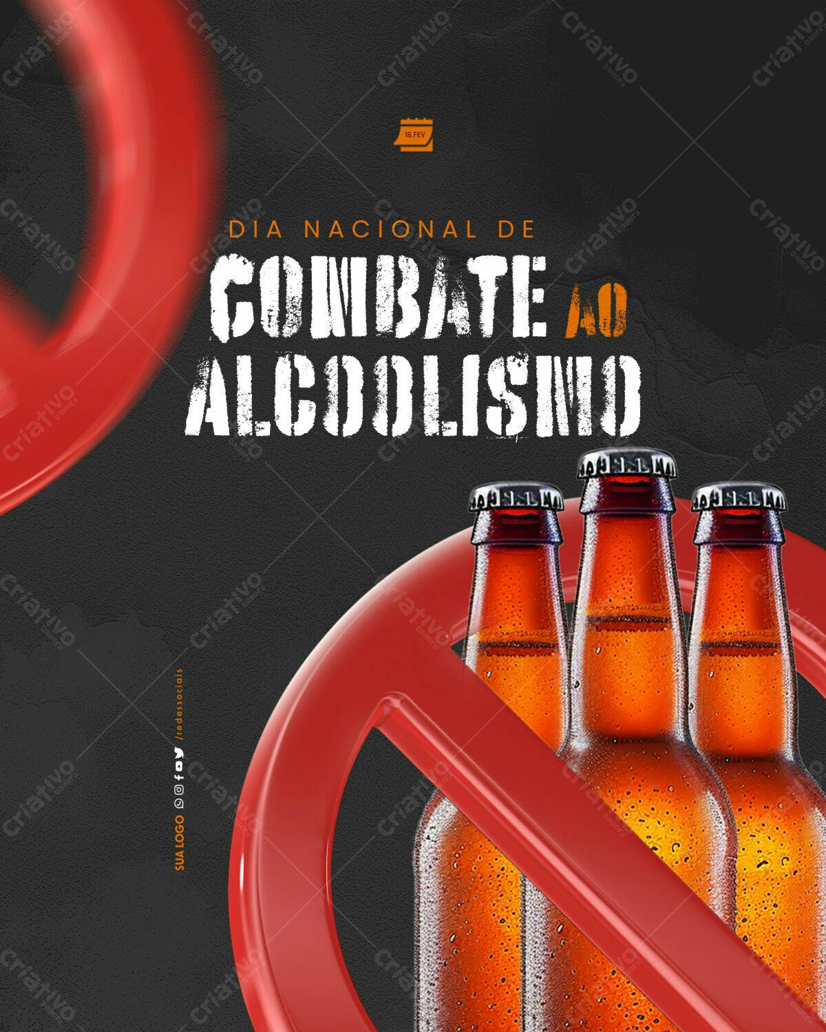 Flyer Dia Nacional de Combate ao Alcoolismo PSD Editável
