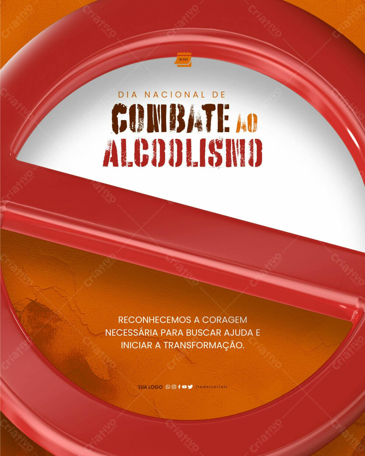 Flyer Dia Nacional de Combate ao Alcoolismo PSD Editável