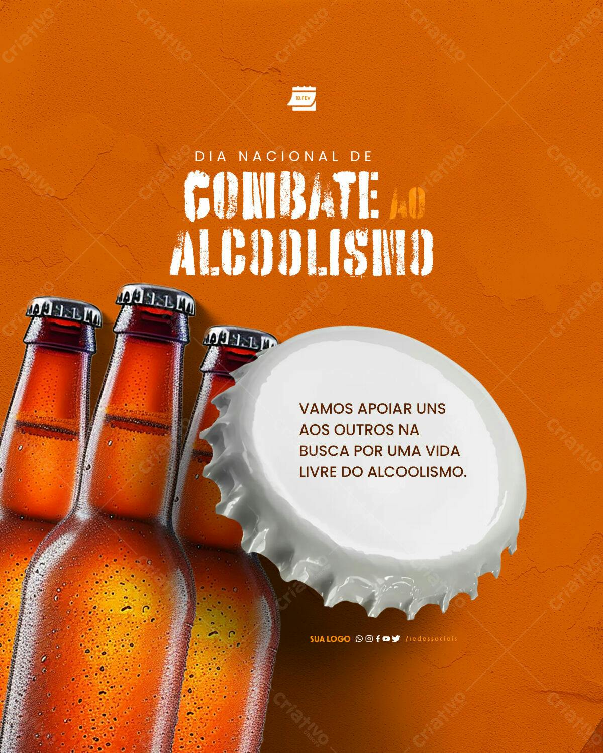Flyer Dia Nacional de Combate ao Alcoolismo PSD Editável