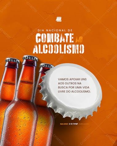 Social media dia nacional de combate ao alcoolismo vamos apoiar uns aos outros