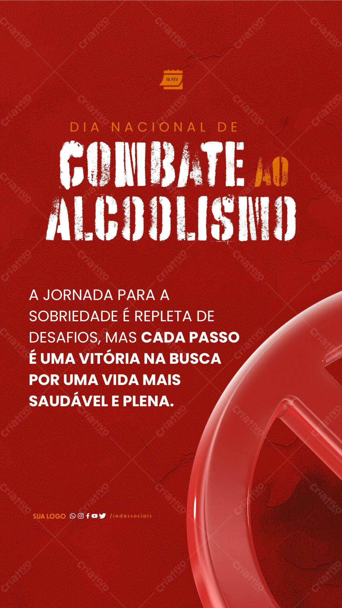 Flyer Dia Nacional de Combate ao Alcoolismo PSD Editável