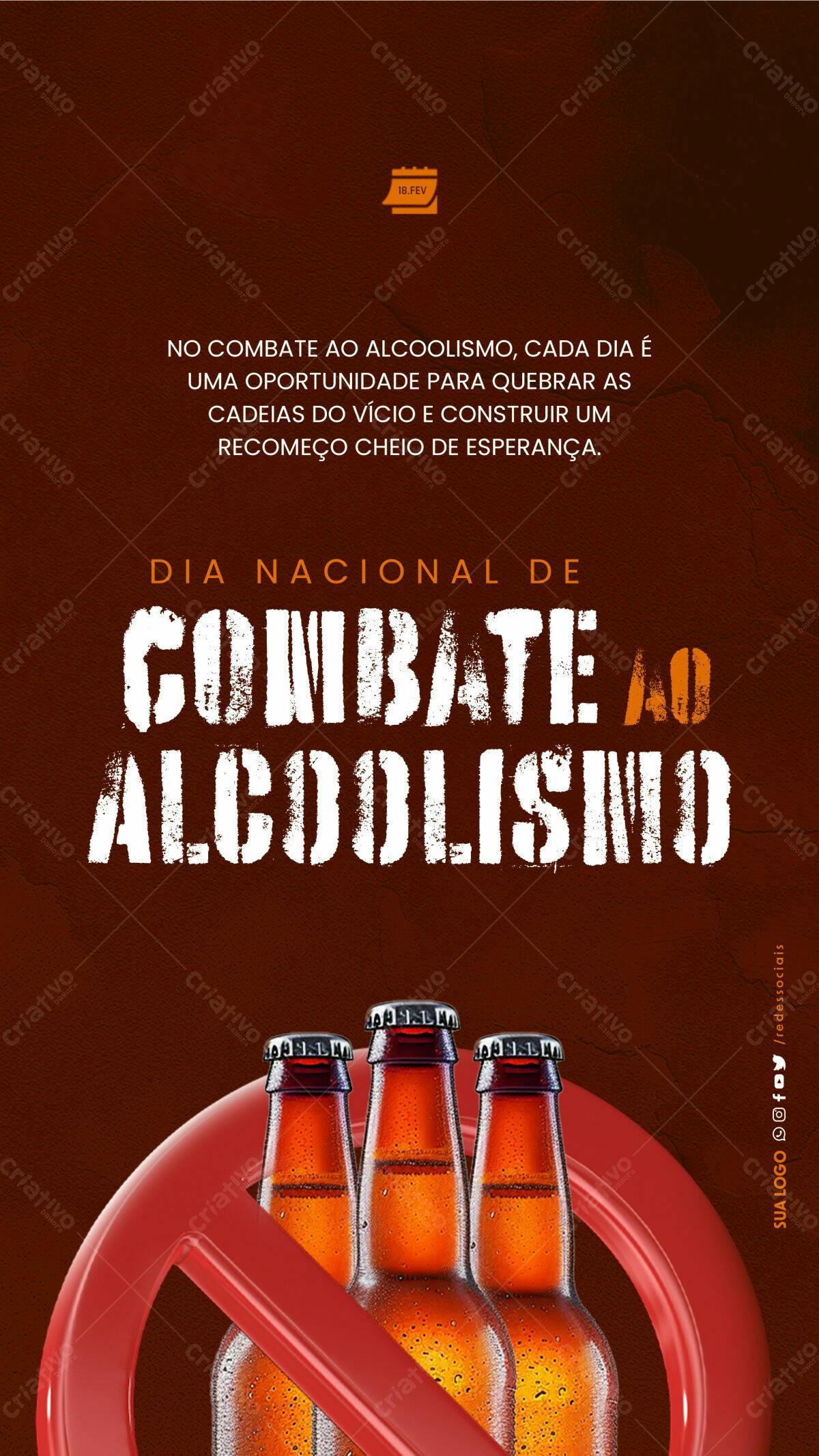 Flyer Dia Nacional de Combate ao Alcoolismo PSD Editável