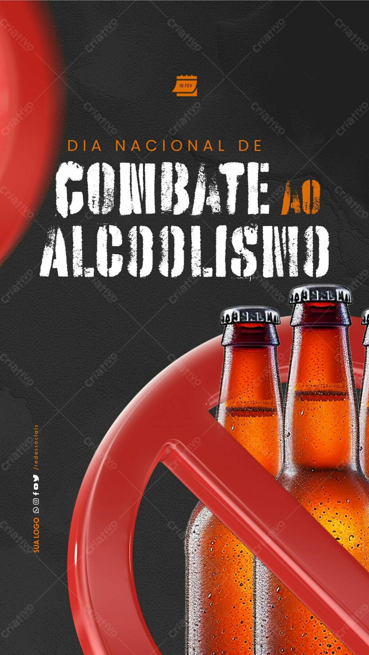 Flyer Dia Nacional de Combate ao Alcoolismo PSD Editável