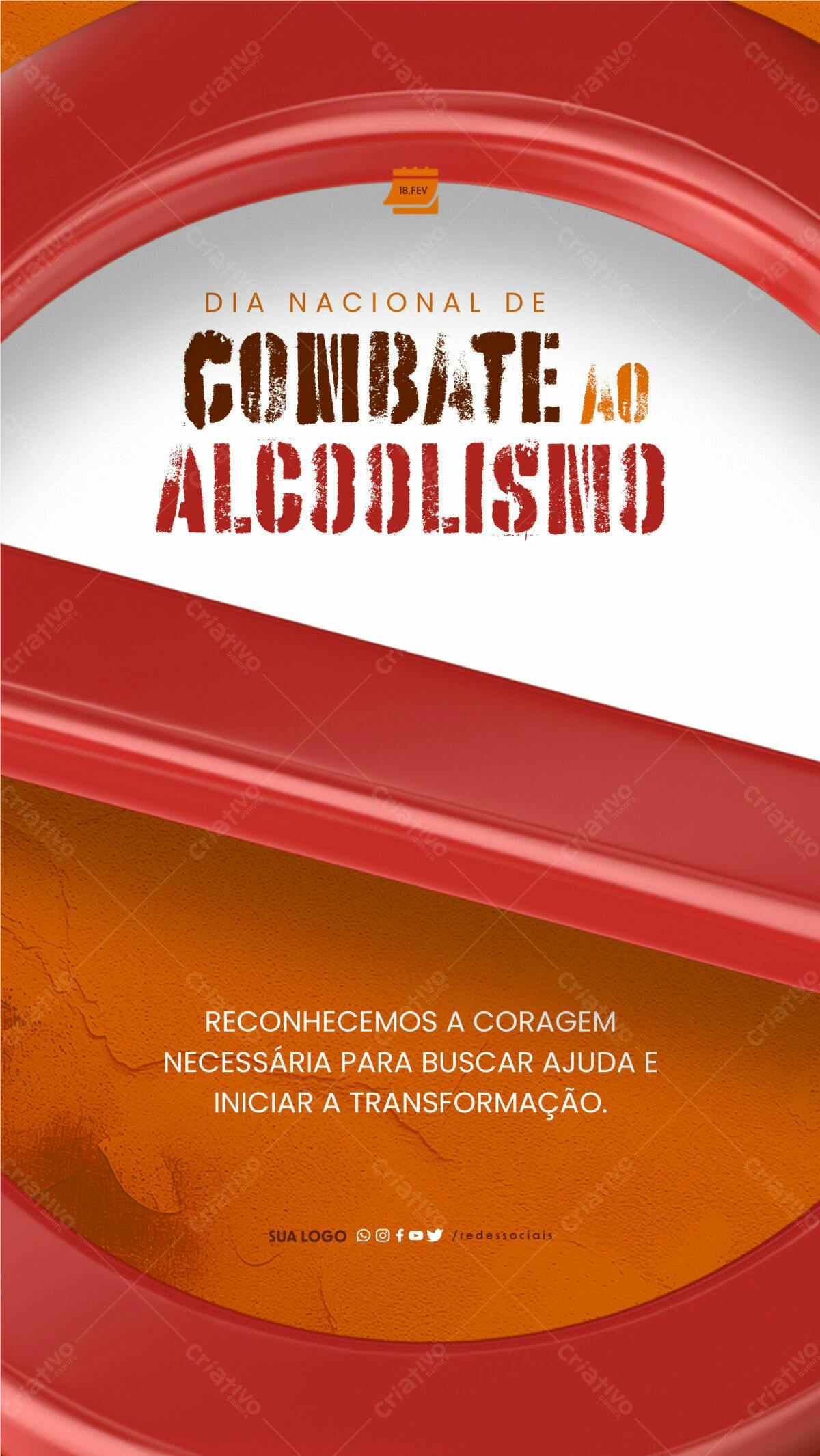 Flyer Dia Nacional de Combate ao Alcoolismo PSD Editável