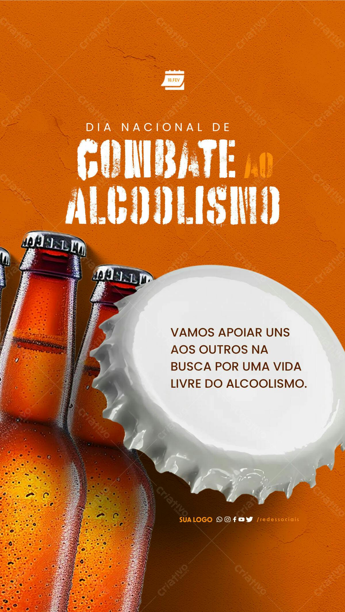 Flyer Dia Nacional de Combate ao Alcoolismo PSD Editável