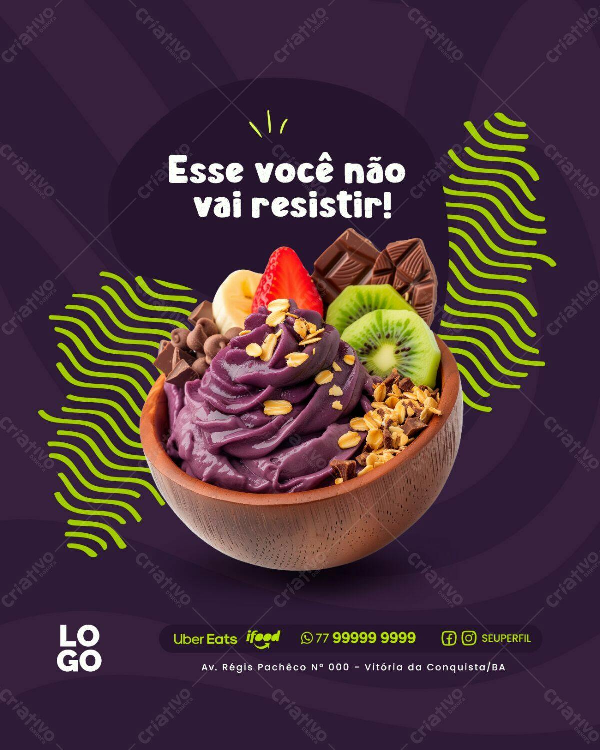 Postagem Instagram Açaí PSD Editável