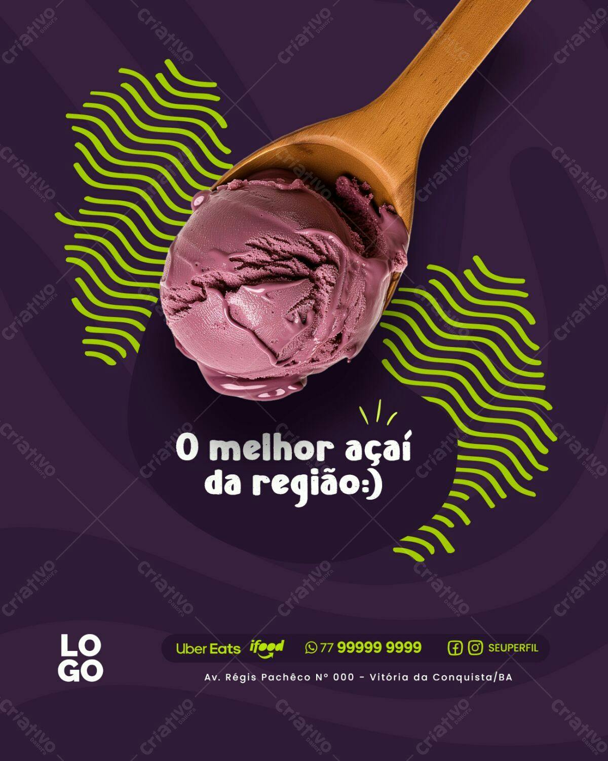 Flyer para Açaí PSD Editável