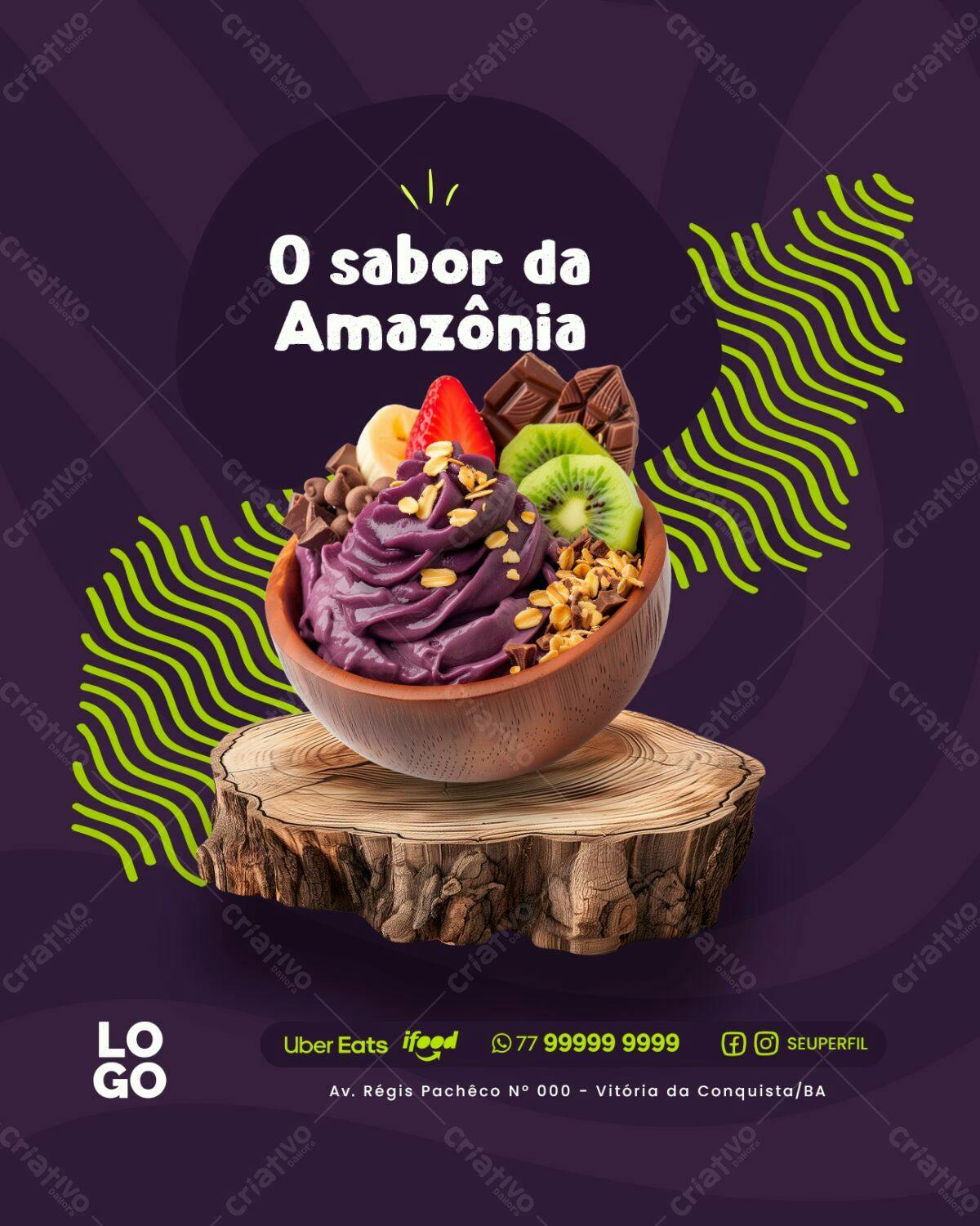 Flyer para Delivery de Açaí PSD Editável