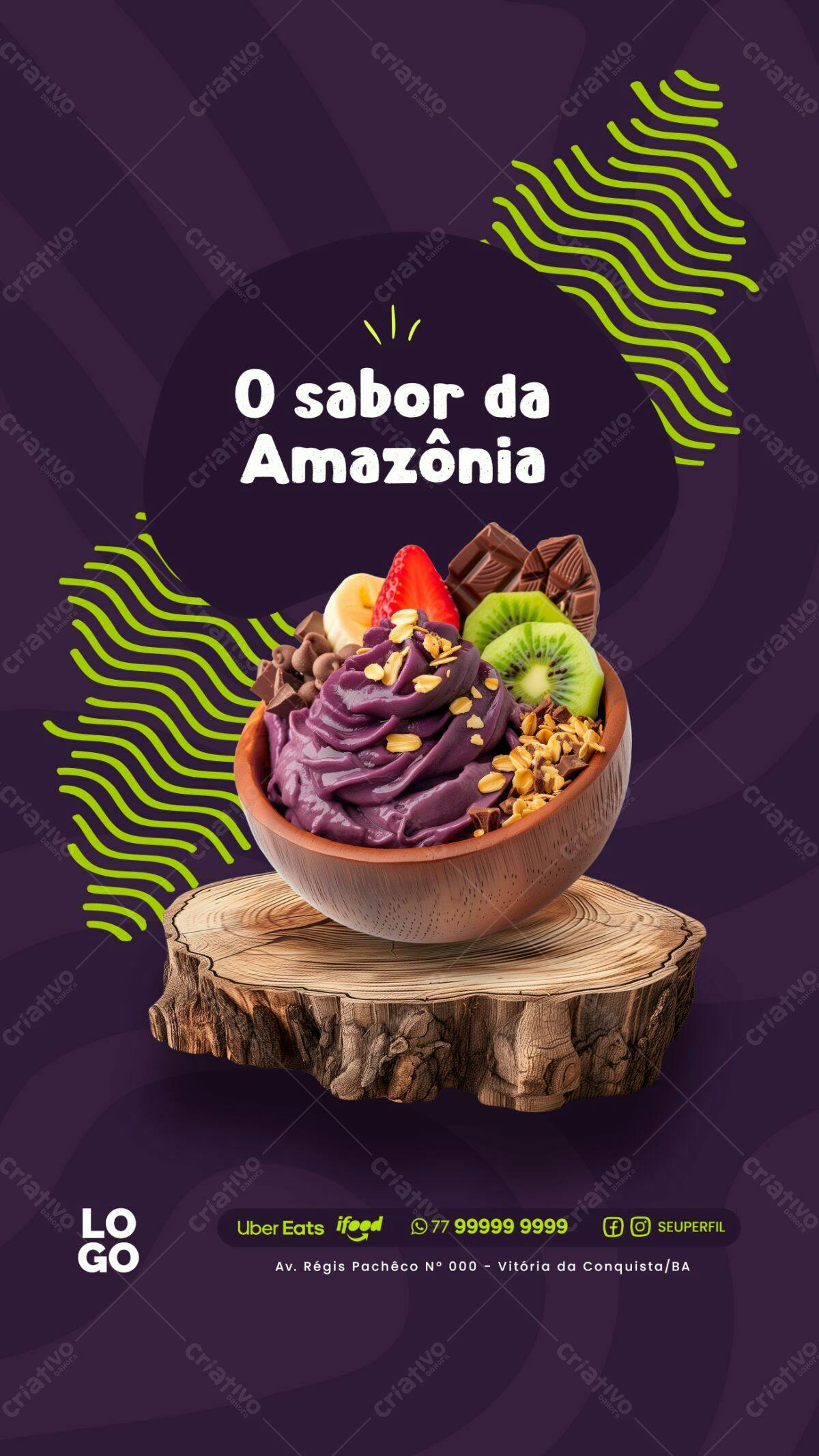 Flyer para Delivery de Açaí PSD Editável
