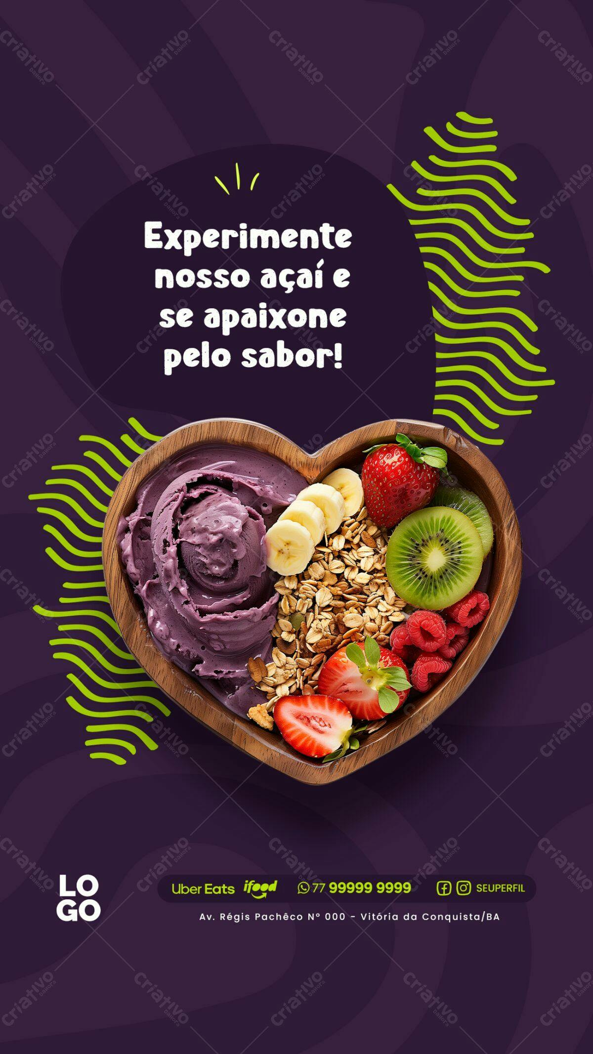 Flyer para Açaí PSD Editável