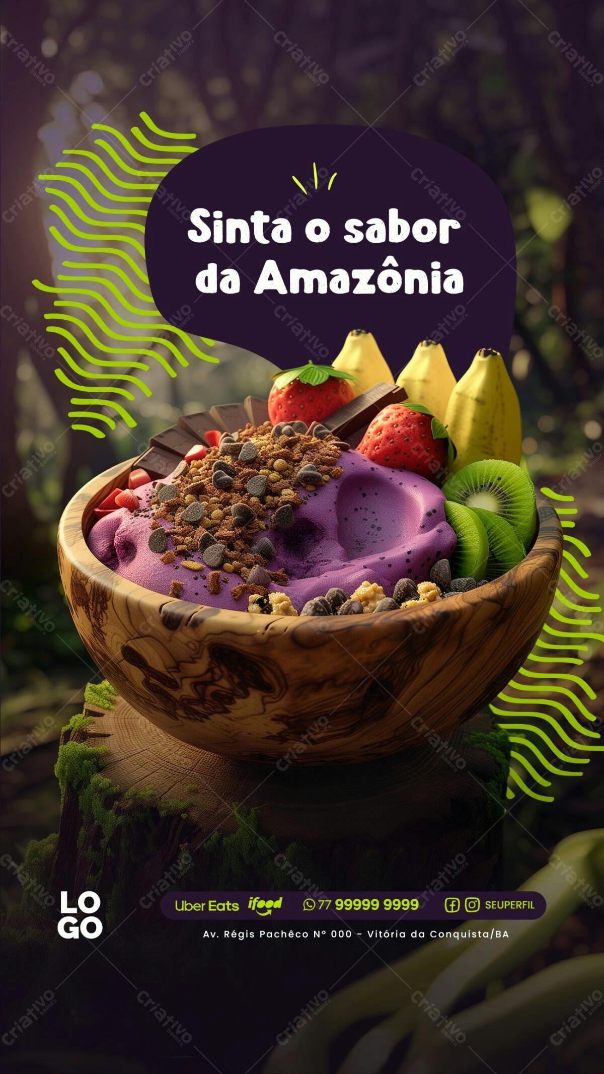 Poster Açaí Amazônico PSD Editável