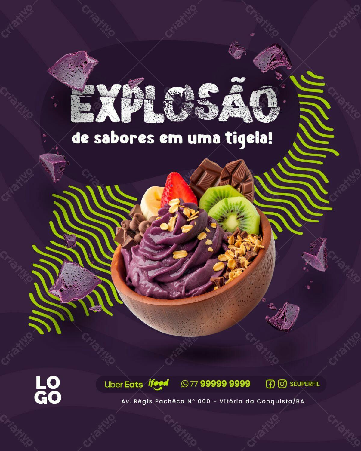 Flyer Açaí para Delivery PSD Editável