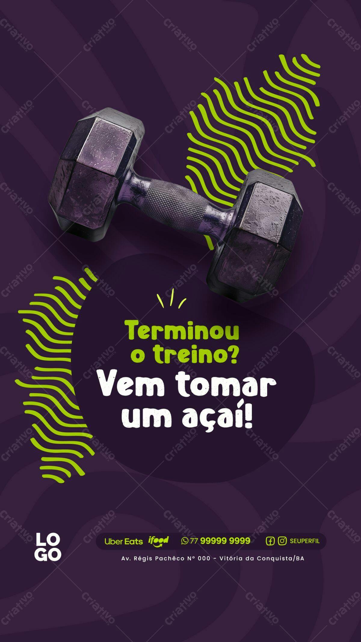 Flyer Academia Açaí PSD Editável