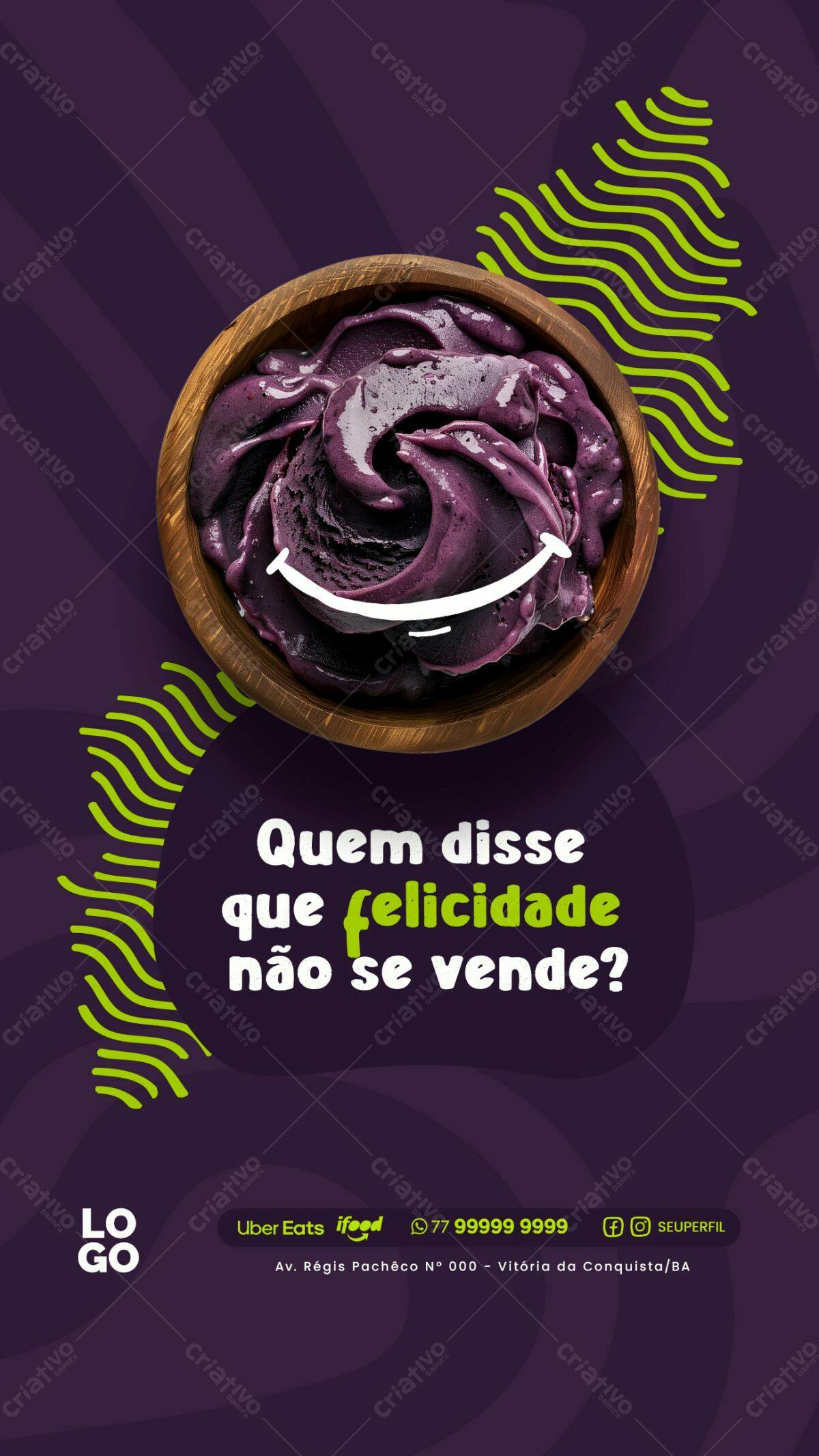 Flyer para Delivery de Açaí PSD Editável