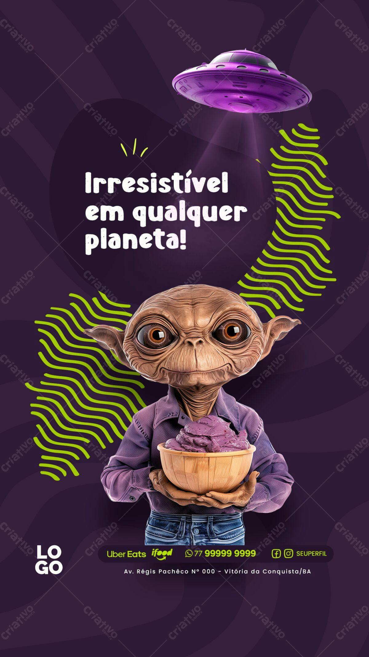 Flyer Gastronomia Alienígena PSD Editável