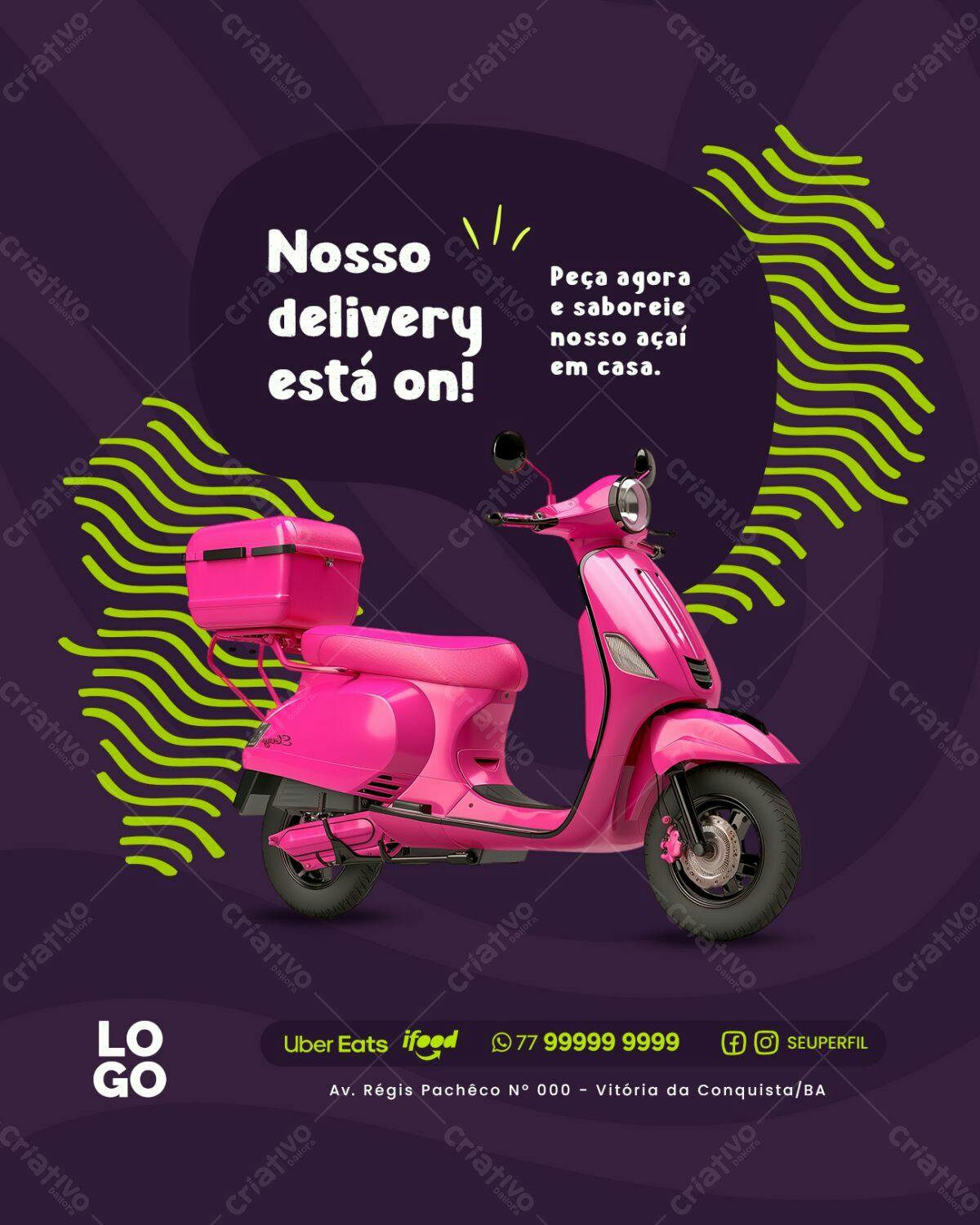 Flyer para Delivery de Açaí PSD Editável