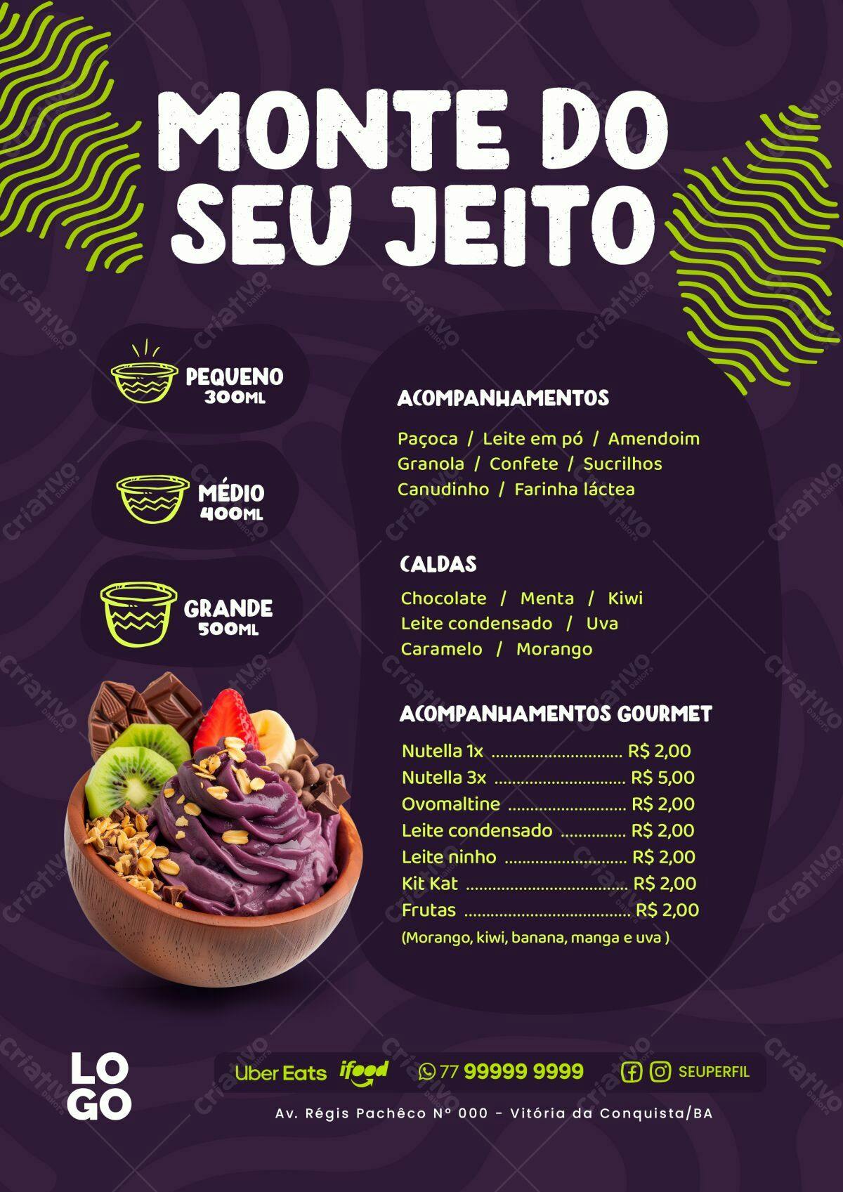 Cardápio Açaí PSD Editável