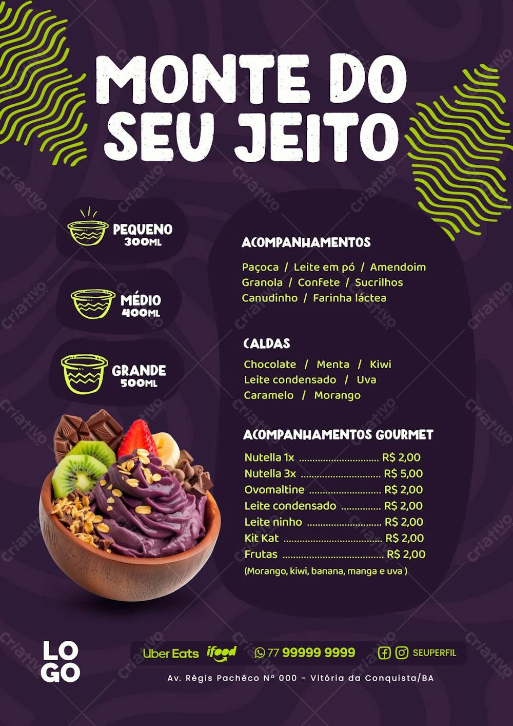 CARDÁPIO AÇAÍ - ACAITERIA