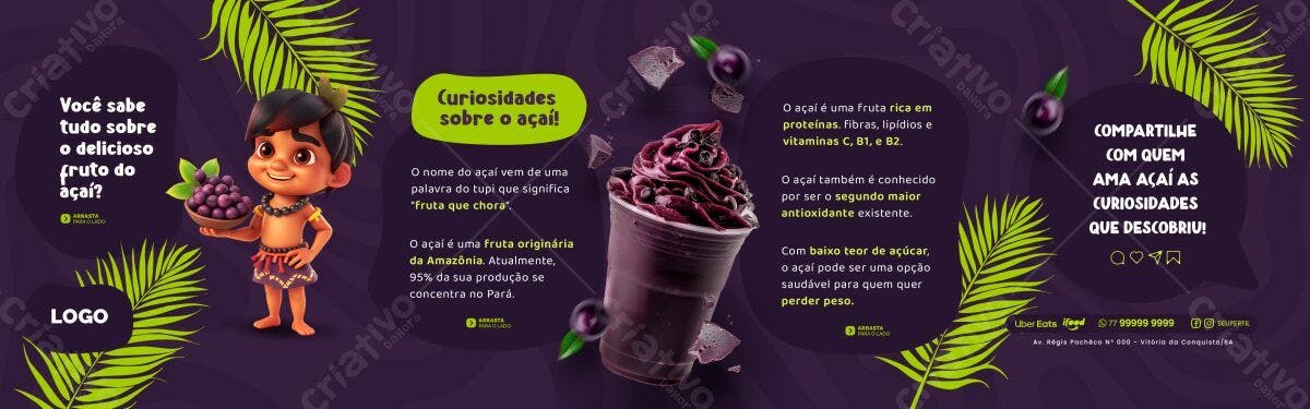 Banner Açaí PSD Editável para Redes Sociais