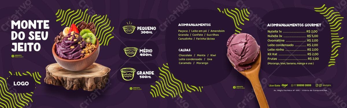 Banner Açaí PSD Editável para Cardápio