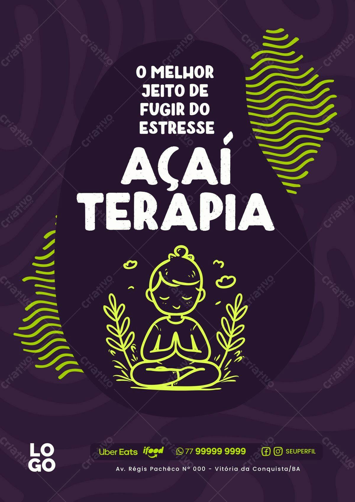 Flyer Açaí Terapia PSD Editável