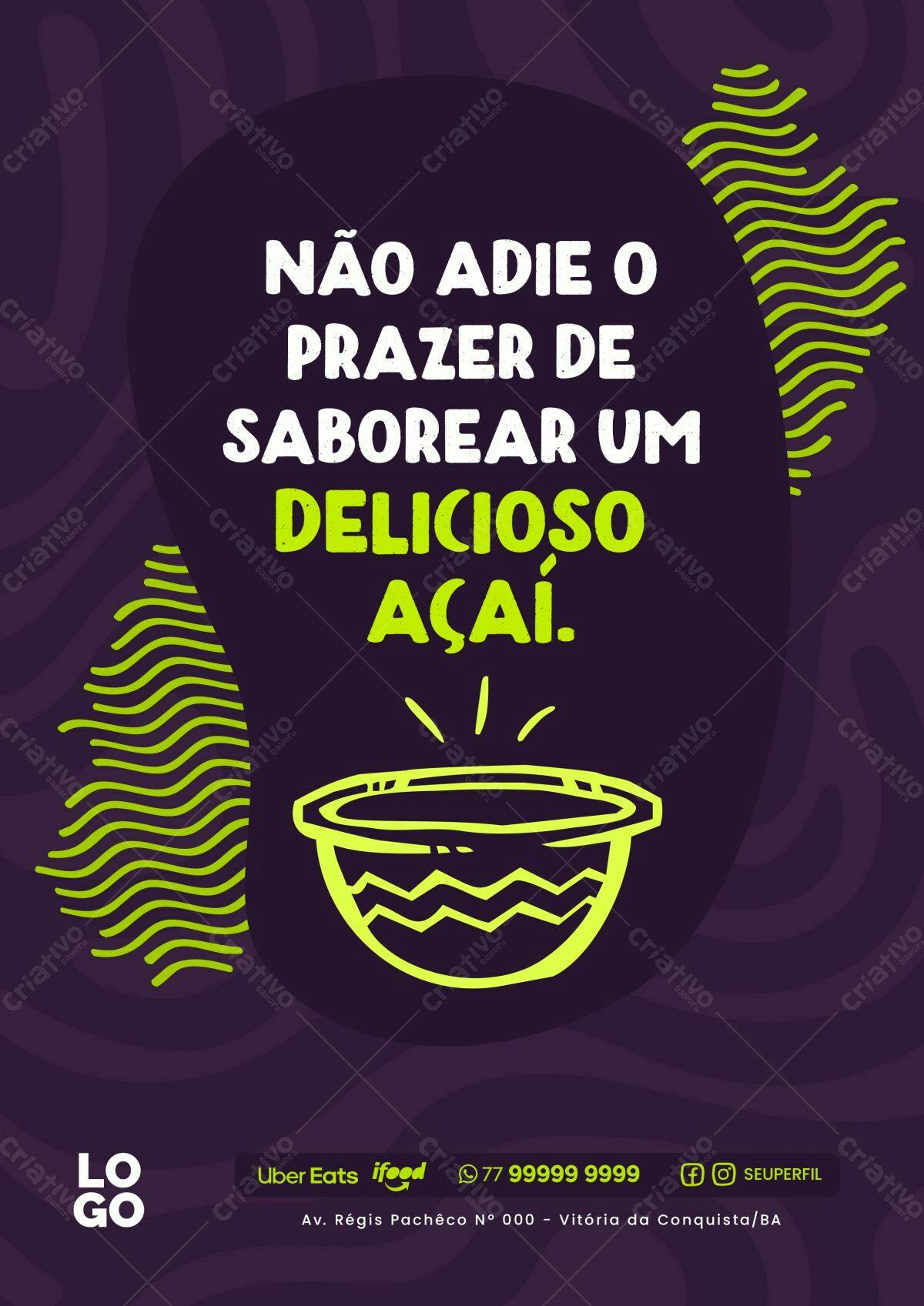 Flyer para Propaganda de Açaí PSD Editável