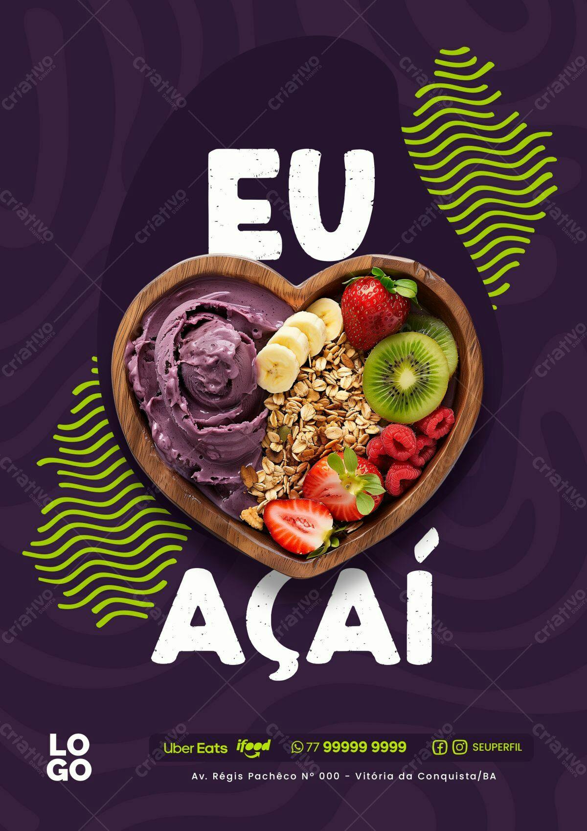 Flyer para Lanchonete Açaí PSD Editável