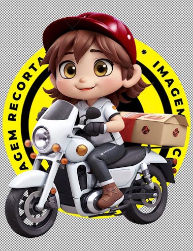 Delivery, imagem recortada, entregadora, png, motoqueira, ia