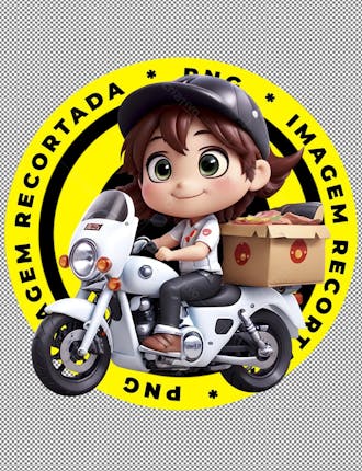 Delivery, imagem recortada, entregadora, png, motoqueira, ia