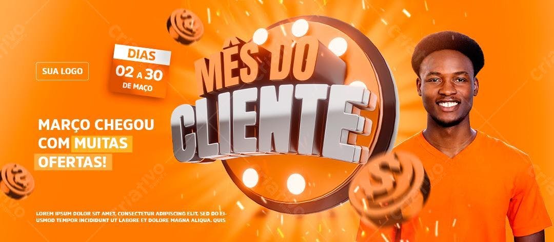 Banner Mês do Cliente PSD Editável