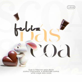 Social media páscoa que seja doce como chocolate psd editável