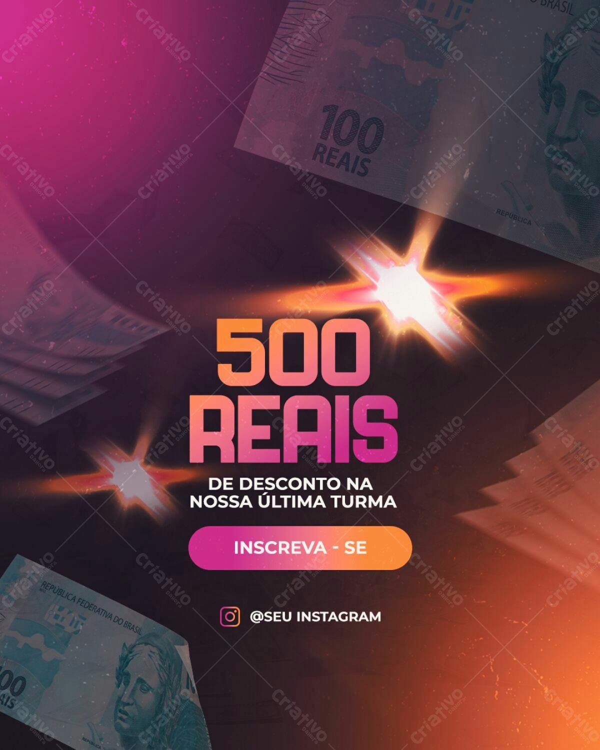 Postagem Instagram Promoção 500 Reais de Desconto PSD Editável