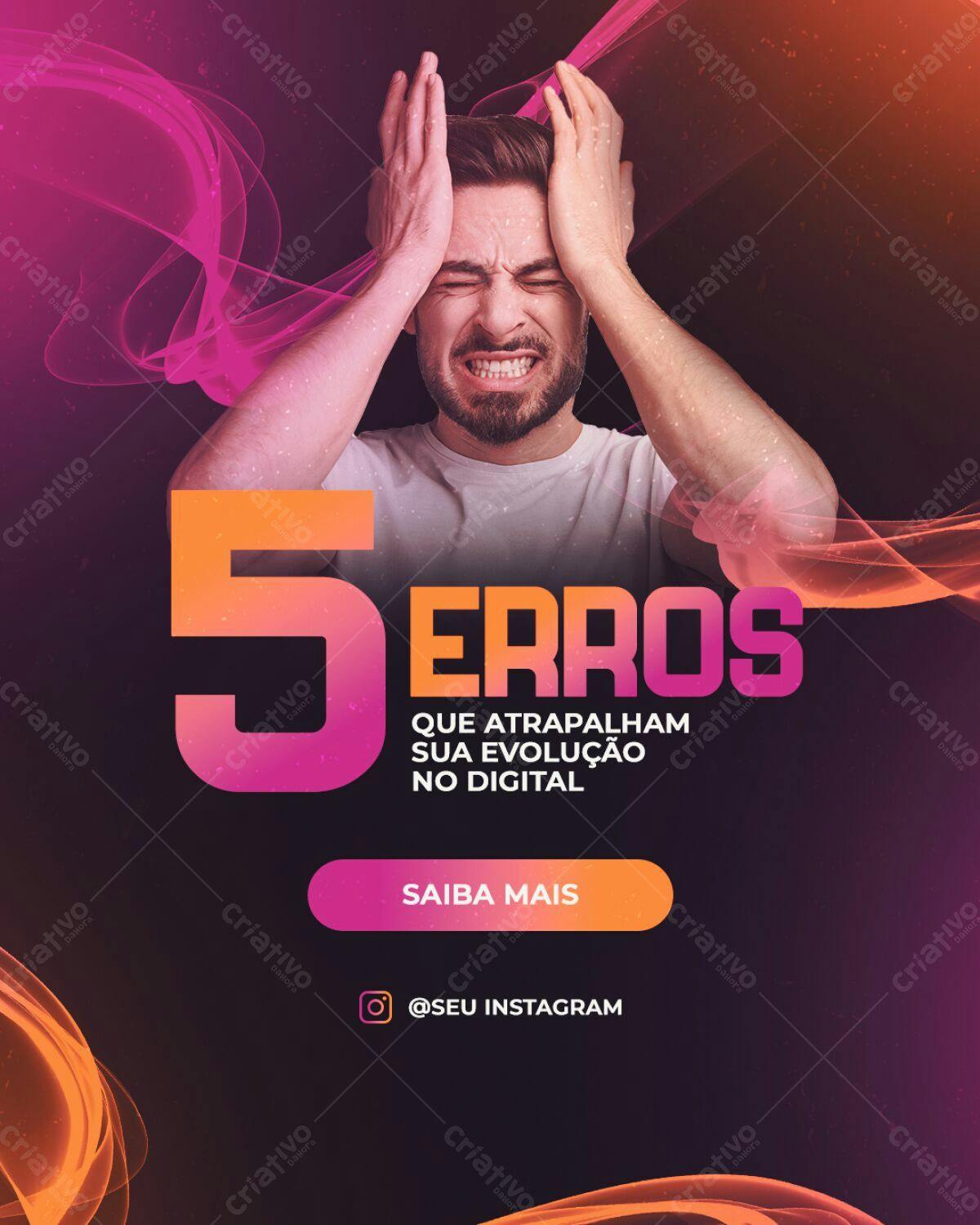 Flyer 5 Erros que Atrapalham sua Evolução Digital PSD Editável